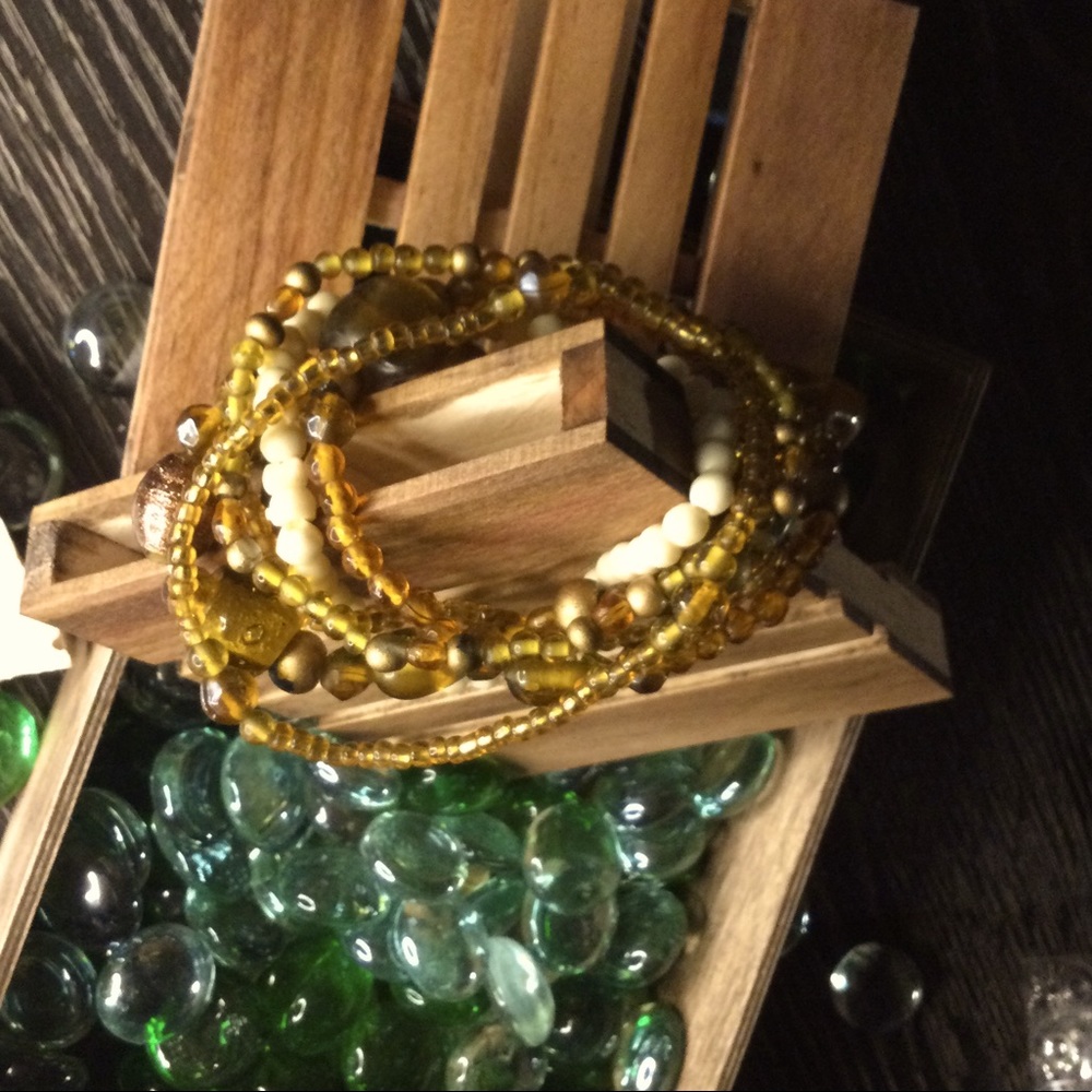 6 Strand Golden Bead Bracelet